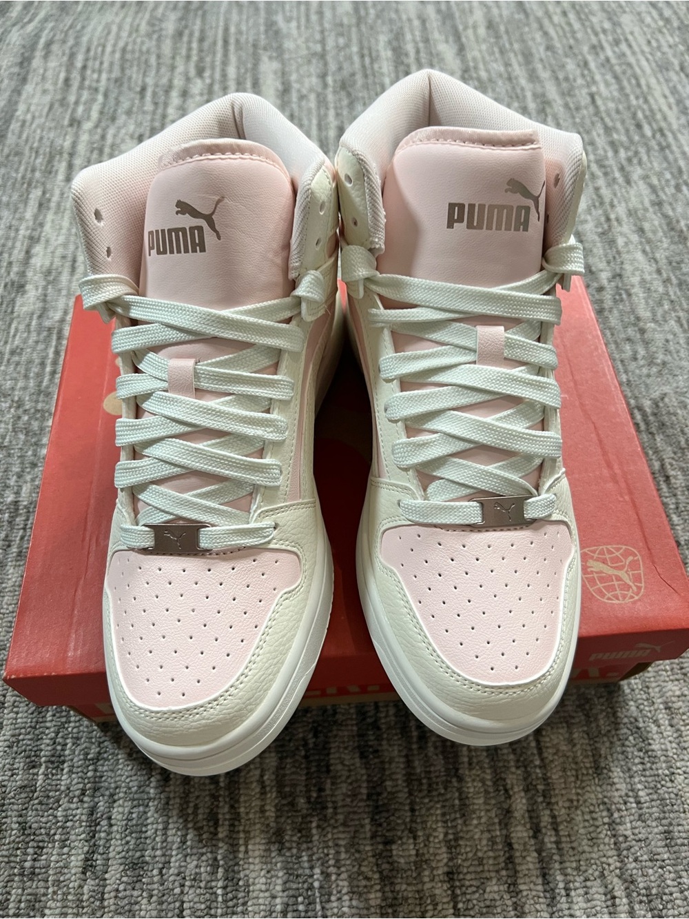PUMA Rebound Layup Rcl Shine High Top Womens Pink, White Sneakers Size 8 - Picture 5 of 10